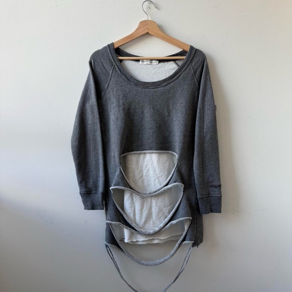 Bape Dresses & Skirts - Bapy (Bape) grey distressed mini sweater dress